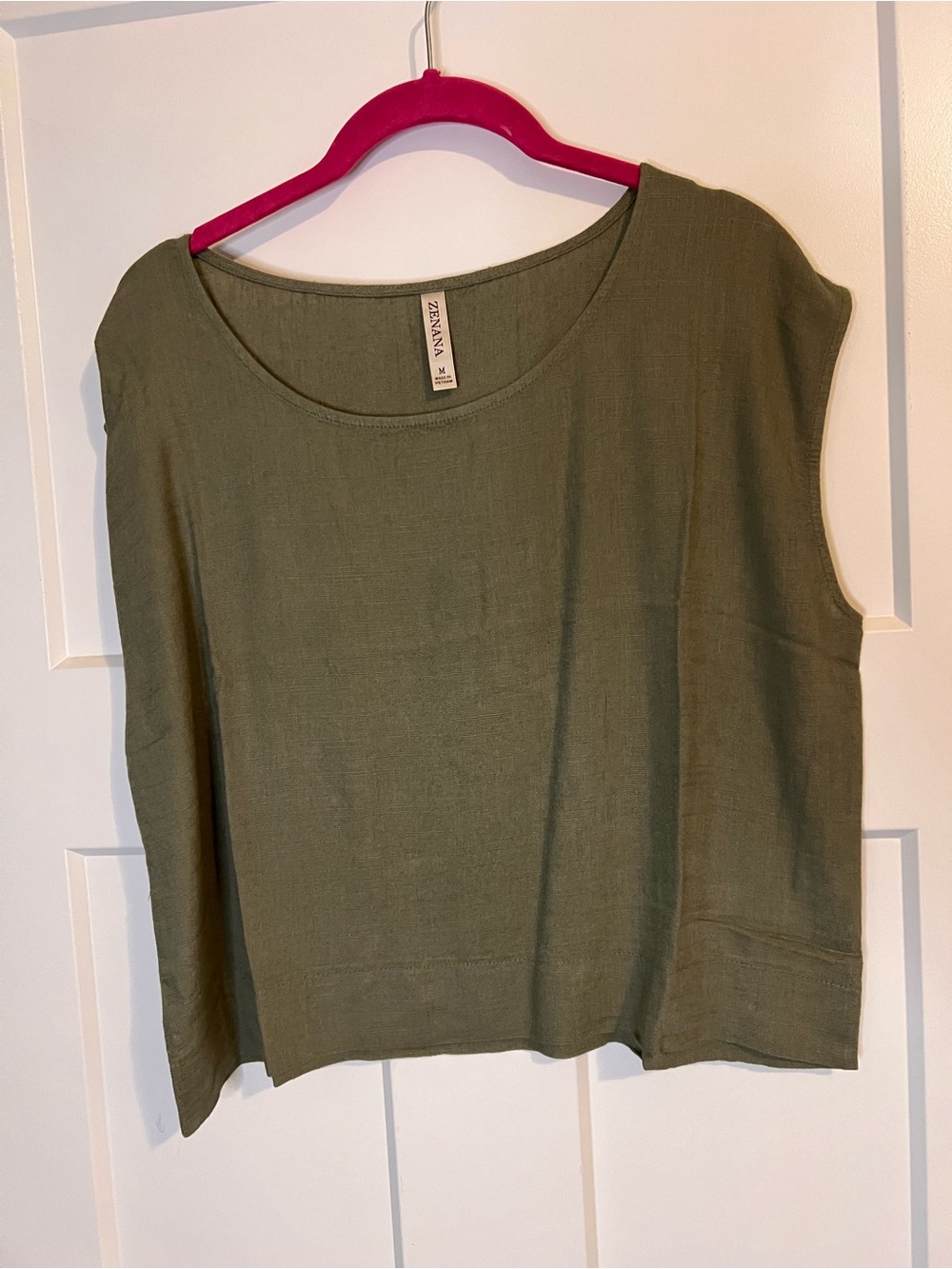 Zenana Outfitters Olive Boxy Scoop Neck Tank
